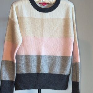 Catherine Malandrino Colorblock Cashmere Sweater - Cream, Pink, Gray
